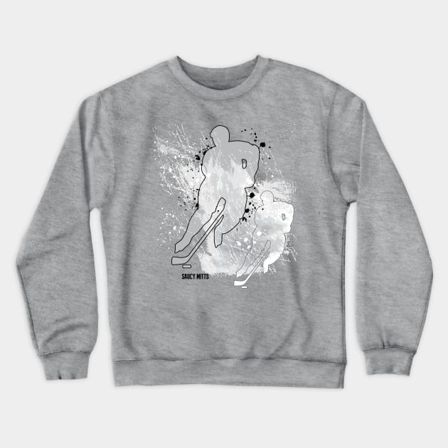 Hockey Player Double Vision Crewneck Sweatshirt by SaucyMittsHockey